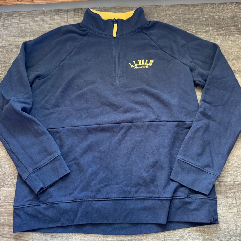 L.L. Bean Navy Yellow Quarter Zip